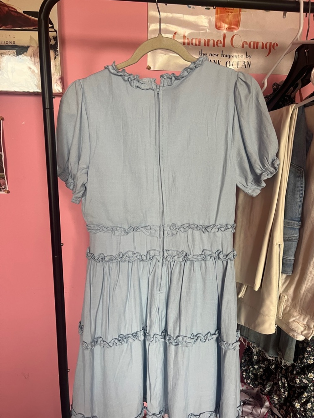 Blue Ruffle Tiered Mini Dress - Picture 3 of 3